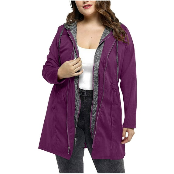Full Zip Hoodies for Women Plus Size Oversized Hooded Sweatshirts Jackets Casual Loose Long Sleeve Coats with Hood (Purple XL)