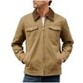 thumbnail image 1 of Full Zip Jackets for Men Fall Trendy Casual Cargo Jacket Outwear Lapel Neck Coat with Pockets Fall Spring Winter (XL, Khaki), 1 of 7