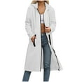 thumbnail image 1 of Full Zip Long Hoodie Jackets for Women Oversized Cotton Fleece Knee Length Zipper Pocketed Winter Sweatshirt Coat (XL, White), 1 of 4