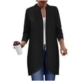 thumbnail image 1 of Full Zip Long Jacket for Women Fall Spring Winter Outwear No Hood Casual Mid-length Sweatshirt Coat with Pocket (M, Black), 1 of 7