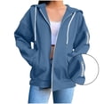 thumbnail image 1 of Full Zip Up Hoodies Y2K For Women Gradient Color Loose Zipper Long Sleeve With Pocket Hooded Sweatshirts Jackets (XL, Navy), 1 of 8