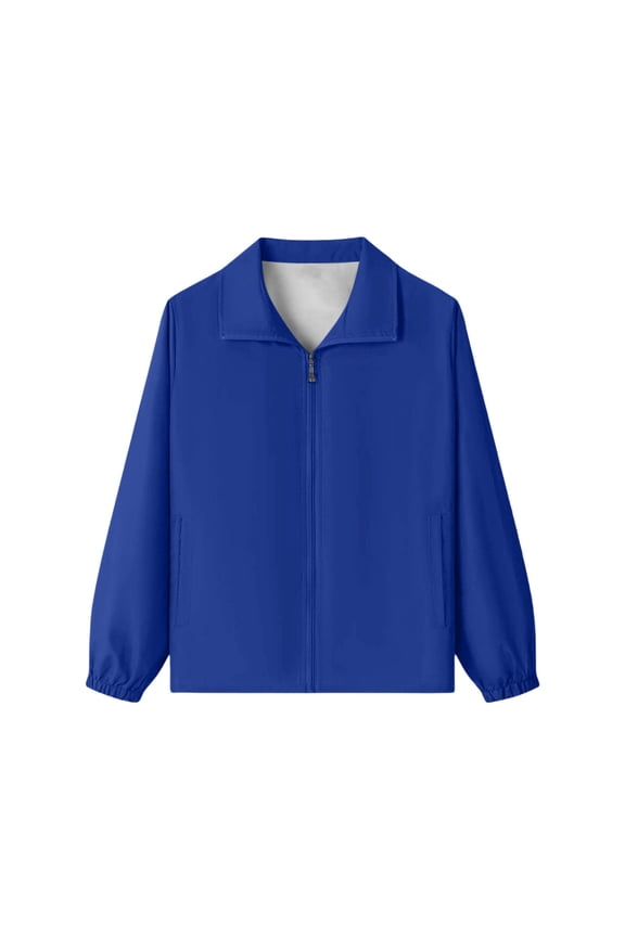 Full Zip Up Jacket For Boys Mock Neck Long Sleeve Coat Kids Fall Casual Fashion School Uniform Outerwear, Blue, 13-14 Years