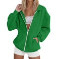 thumbnail image 1 of Full Zip Up Sweatshirt Women No Hood Fall Winter Trendy Casual Loose Long Sleeve Workout Collared Jacket with Pockets, 1 of 5