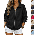 thumbnail image 1 of Full Zip Up Sweatshirt Women No Hood - Oversized Loose Casual Long Sleeve Collared Jacket 2026 Fall Winter Clothes Black 3XL, 1 of 6
