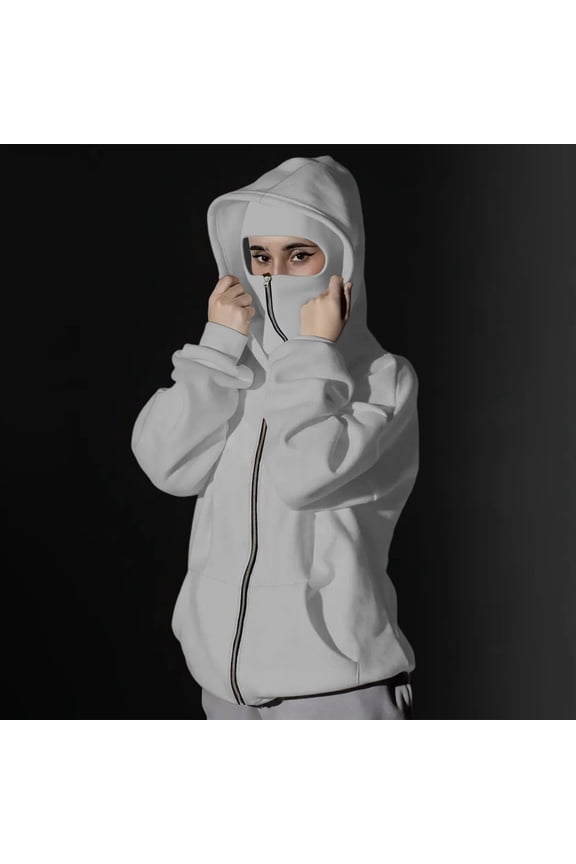 Full Zip up Casual Hoodies for Women with Mask Wind Oversized Sweatshirt Fleece Jackets Fall Winter Coats New Light Weight Jackets Womens Gray XXL