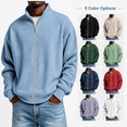 thumbnail image 1 of Full Zipper Jackets for Men Waffle Knit Zip Mock Neck Sweatshirt No Hood Casual Loose Fit Solid Color Long Sleeve Lightweight Fall Jackets, Xxl, 1 of 10