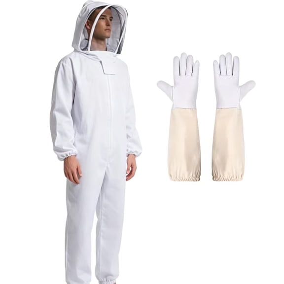 Full-body beekeeping suit that protects against stings, unisex, with a breathable hood and gloves