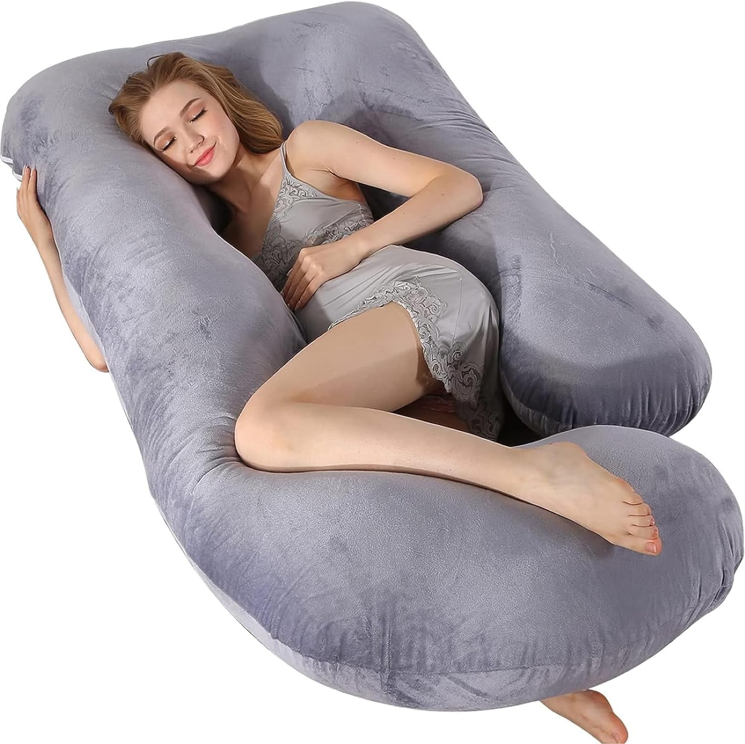 Full body pillow, suitable for sleep cooling, U-shaped pillow, with detachable and washable features