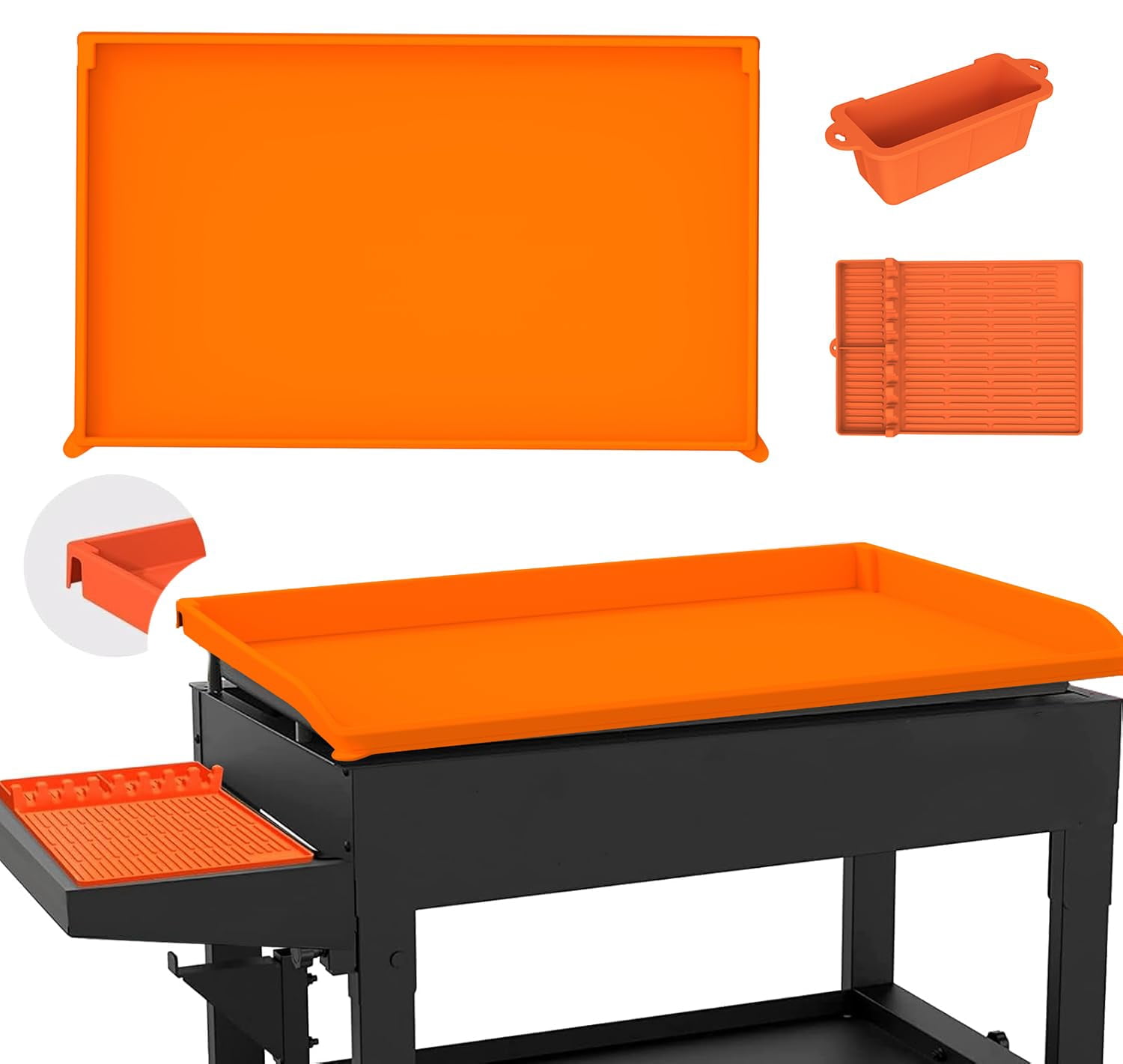 Full-edge 28" Silicone Griddle Cover  With 16" Spatula Mat And Grease Cup Liners Compatible Blackstone All-season Outdoor Protection Combination