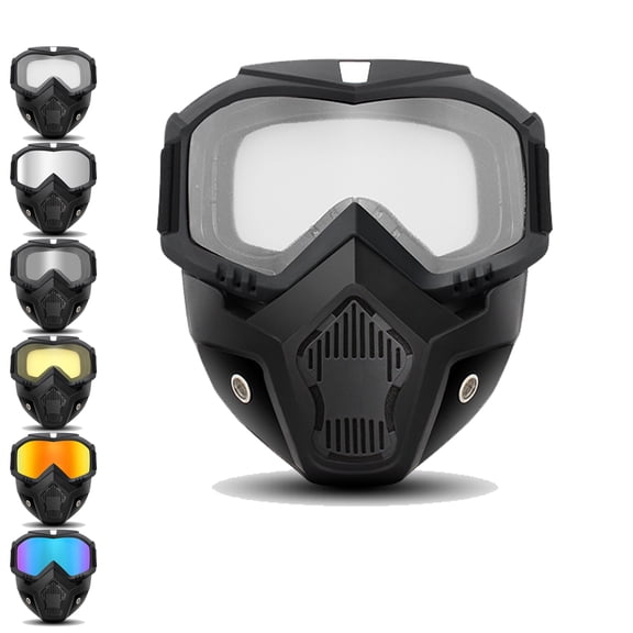A Full-face Goggle, Detachable Full Face Goggle Mask, Anti-Fog HD Lens & UV Dust Protection Windproof Face Shield, Impact Resistant Goggles for Riding, Mowing, Cutting, Construction & Industrial Work