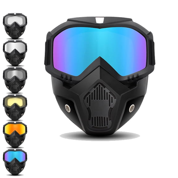 A Full-face Goggle, Detachable Full Face Goggle Mask, Anti-Fog HD Lens & UV Dust Protection Windproof Face Shield, Impact Resistant Goggles for Riding, Mowing, Cutting, Construction & Industrial Work