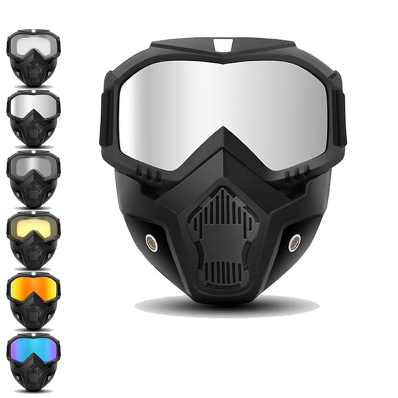 A Full-face Goggle, Detachable Full Face Goggle Mask, Anti-Fog HD Lens & UV Dust Protection Windproof Face Shield, Impact Resistant Goggles for Riding, Mowing, Cutting, Construction & Industrial Work