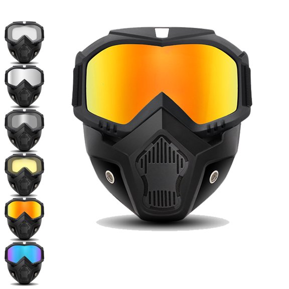A Full-face Goggle, Detachable Full Face Goggle Mask, Anti-Fog HD Lens & UV Dust Protection Windproof Face Shield, Impact Resistant Goggles for Riding, Mowing, Cutting, Construction & Industrial Work