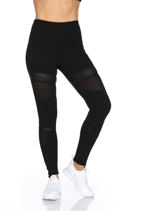 Full length Highwaist Legging with rhinestone pocket/leopard mesh