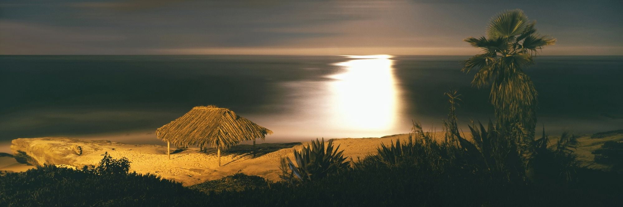 Full moon illuminates a swath of the Pacific Ocean Windansea Beach La Jolla San Diego San Diego County California USA Canvas Art - Panoramic Images (36 x 12)