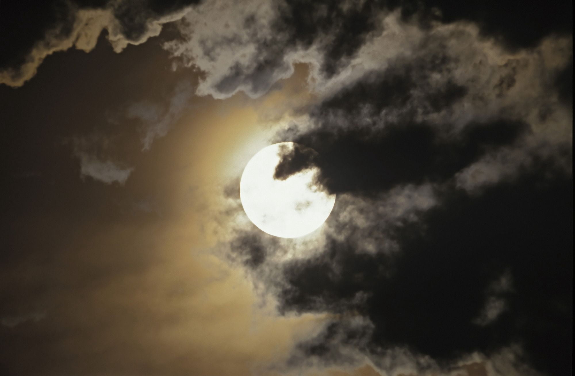 Full moon in clouds Gleichen Alberta Canada Canvas Art - Alan DyerStocktrek Images (35 x 23)