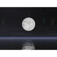 thumbnail image 1 of Full moon on a dark night with stars and comets over the ocean Poster Print, 1 of 2