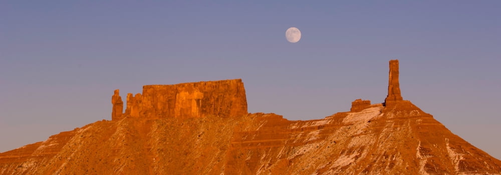 Full moon over Castleton Tower Castle Valley Utah USA Canvas Art - Panoramic Images (7 x 18)