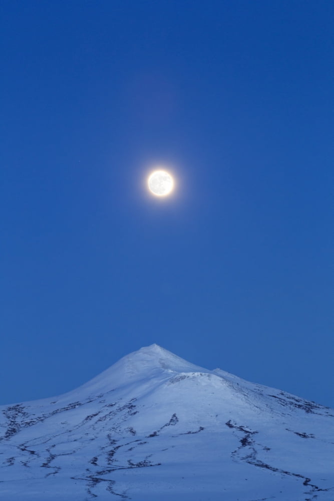 Full moon over Ogilvie Mountains Canada Canvas Art - Joseph BradleyStocktrek Images (12 x 18)