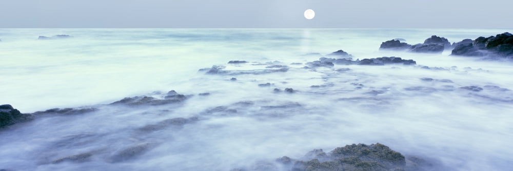 Full moon presides over the Baja California coast Las Rocas Baja California Mexico Canvas Art - Panoramic Images (36 x 12)