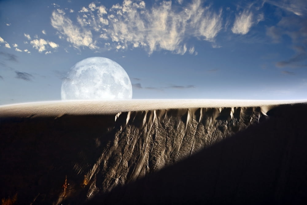 Full moon rising above a sand dune Canvas Art - Roth RitterStocktrek Images (18 x 12)