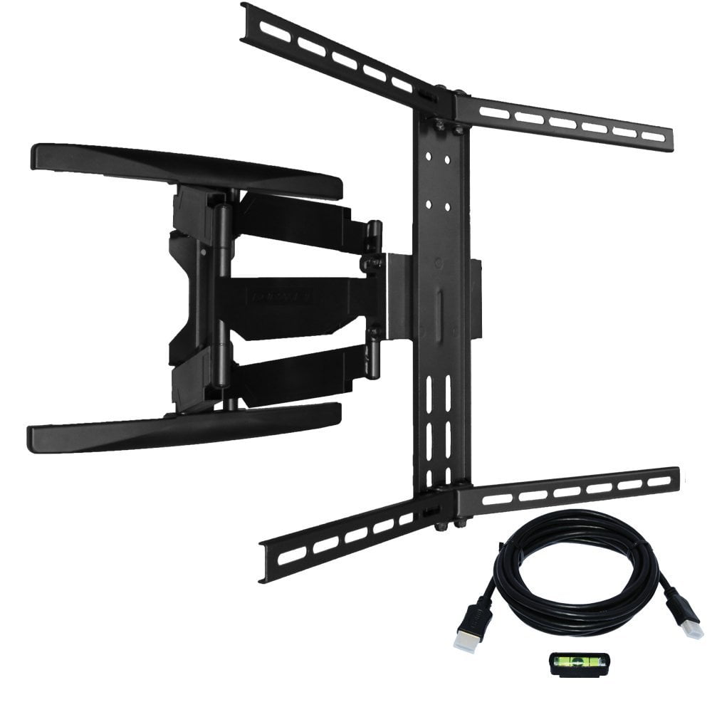 Full motion Articulating TV Wall Mount/ TV Bracket for Curved & Flat Panel TV, Fits 32 to 80" TVs 600X400 VESA Inc 10ft HDMI Cable and Bubble Level- Koramzi KWM3664AT-PRO