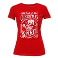 thumbnail image 1 of Full of Christmas Spirit Funny Skeleton Holiday Season Shirt for Women Womens Tshirt, M, Red, 1 of 6