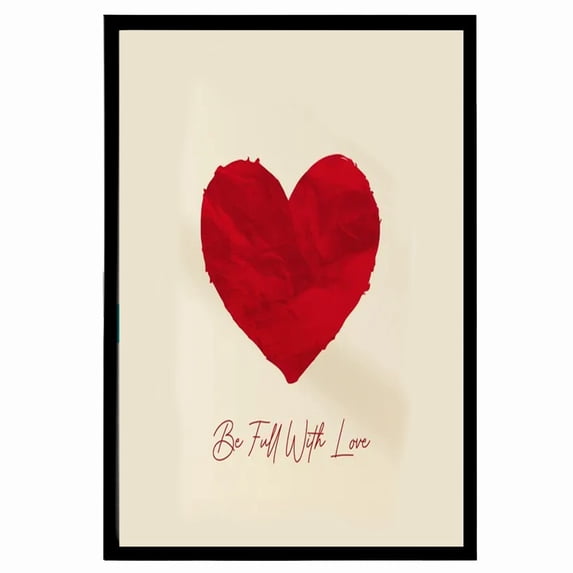 Full of Love Poster, Heart Print, Love Poster, Valentine's Day Print, Gift For Her, Retro Wall Art, Red,Love Print, Unframed (12x18 Inch)
