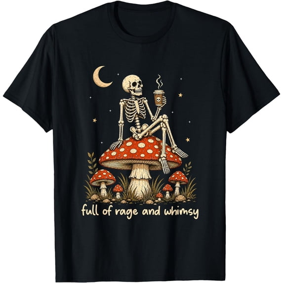 Full of Rage and Whimsy Skeleton Mushroom Halloween Costume T-Shirt ...