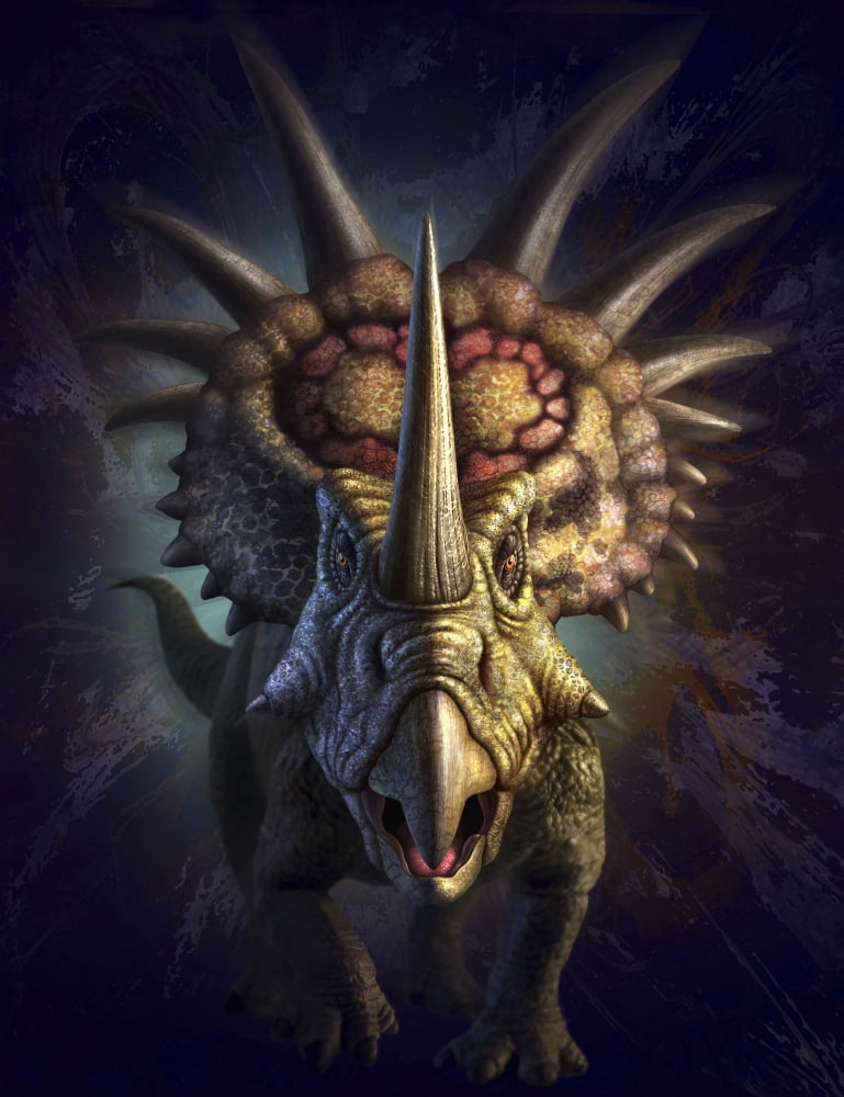 Full on view of the horned dinosaur Styracosaurus Canvas Art - Jerry LoFaroStocktrek Images (13 x 17)