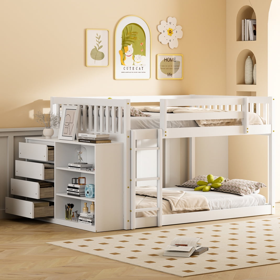 Duncan Twin \u0026 Full Staircase Bunk Bed - White | Home Furniture, image size:1070x1070