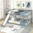 thumbnail image 1 of Full over Full Bunk Bed with Convertible Slide and Ladder, Gray, 1 of 9