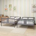 thumbnail image 1 of Full over Full Bunk Bed with Ladder for Bedroom, Guest Room Furniture-Gray, 1 of 11