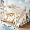 thumbnail image 1 of Full over Full Bunk Bed with Storage Shelves, Solid Wood Bed with Slide and Ladder for Bedroom, 1 of 13