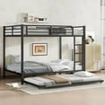 thumbnail image 1 of Full over Full Metal Bunk Bed with Twin Size Trundle, Black, 1 of 18