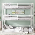 thumbnail image 1 of Full over Full over Full Bunk Bed, Metal Triple Bunk Bed with Safety Guardrails, Heavy-duty Bunk Bed with Noise-reduced Design, White, 1 of 9