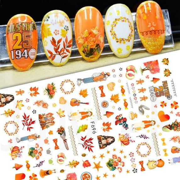 Full sheet of Autumn nail stickers for a beautiful Fall manicure nail art