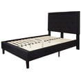 thumbnail image 1 of Full size Black Fabric Upholstered Platform Bed Frame with Headboard, 1 of 3