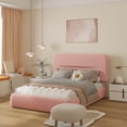 thumbnail image 1 of VIPLOV Full size Cloud Bed Frame, Boucle Bed with Adjustable Headboard, Soft Rounded Corner Guards, Silent Design, Easy to Assemble, Pink, 1 of 7