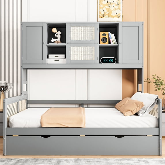 Full-size Gray Pinewood Daybed with Trundle | Sturdy Support for Different Mattresses