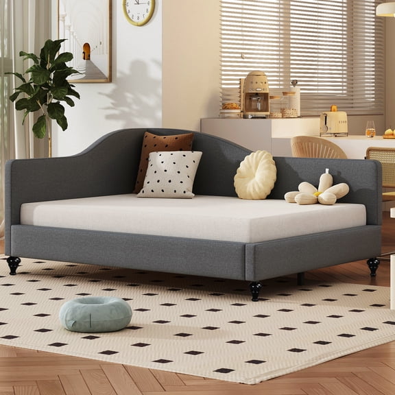 Full size L-shaped daybed with solid wood legs and two color options for living room decor provides aesthetic enhancement