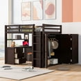 thumbnail image 1 of Full Size Plywood Loft Bed with Drawers,Desk and Wardrobe-Espresso, 1 of 14