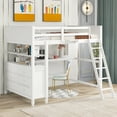 thumbnail image 1 of Full size Loft Bed with Drawers and Desk, Wooden Loft Bed with Shelves - White, 1 of 10