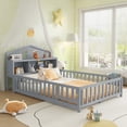 thumbnail image 1 of Full-size Montessori Floor Bed - Storage & Fun | Grey, 1 of 17