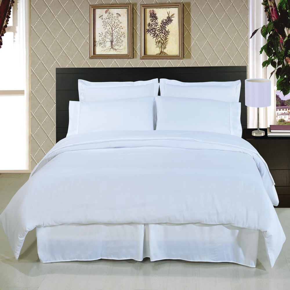 Full size Solid White 8-Piece Bedding Set Super Soft Microfiber Sheets+Duvet+Alternative