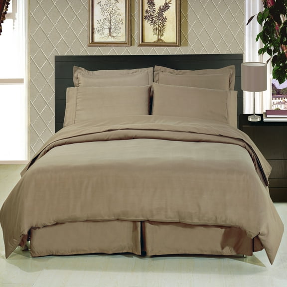 Full size Solid taupe 8-Piece Bedding Set Super Soft Microfiber Sheets+Duvet+Alternative
