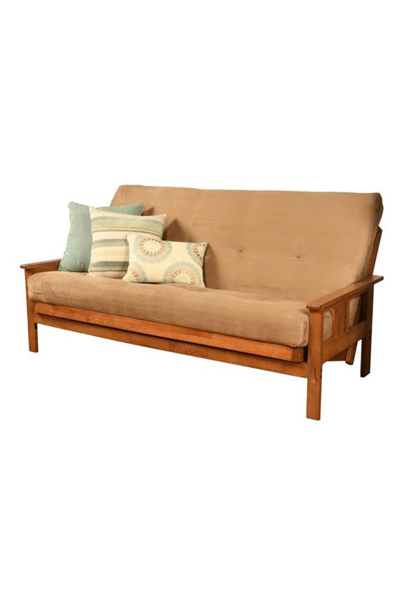 Full-size Suede Peat Fabric Futon Mattress in Brown-Frame Not Included