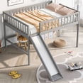 thumbnail image 1 of Full size low loft bed with removable slide and vertical ladder, gray, for bedroom use and long - term durability, 1 of 2