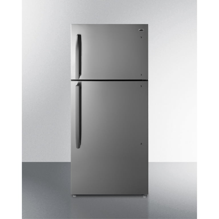 Full size top mount refrigerator freezer in stainless steel look