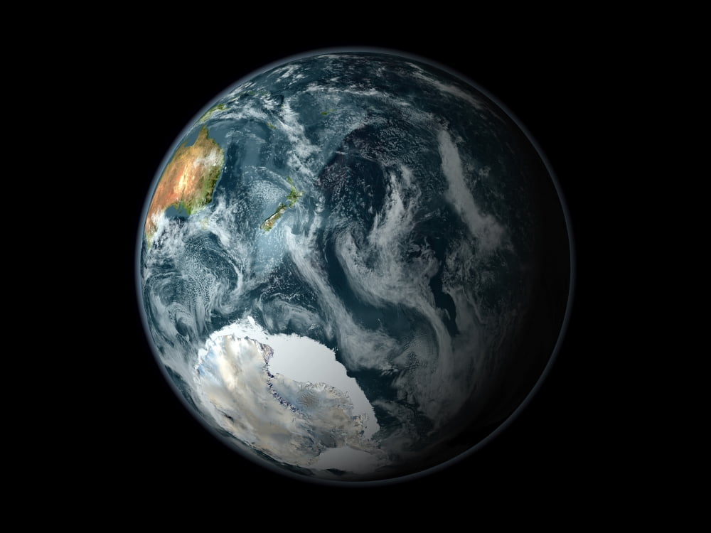 Full view of the Earth highlighting Antarctica and its surrounding sea ice in the southern hemisphere Canvas Art - Stocktrek Images (32 x 24)